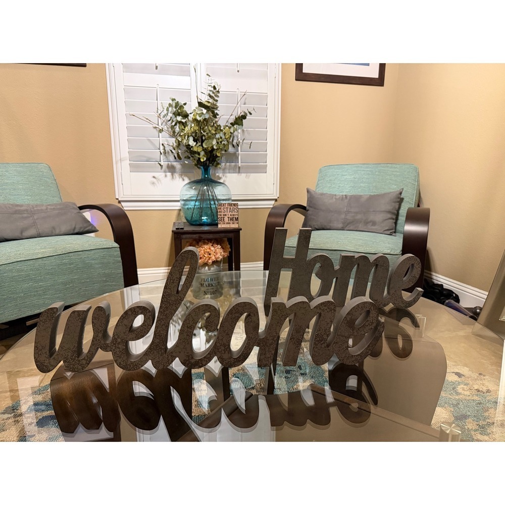 Welcome & Home grey decorative signage - decorative word Art Decor
